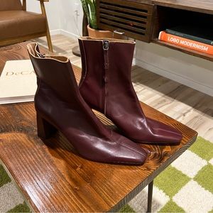 Zara square toe leather heeled Boots
